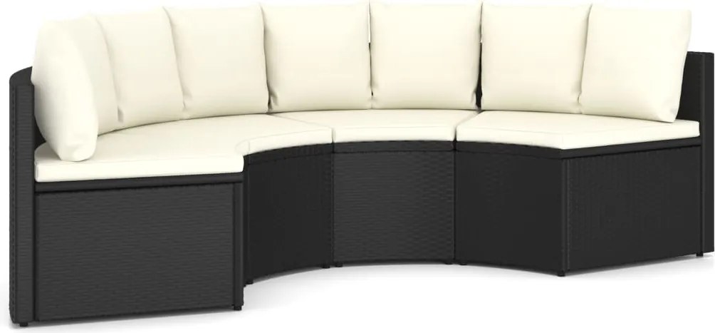 vidaXL Set mobilier de grădină cu perne, 4 piese, negru, poliratan