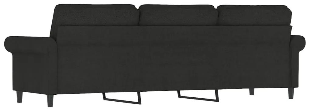 Canapea cu 3 locuri, negru, 180 cm, material textil Negru, 212 x 77 x 80 cm
