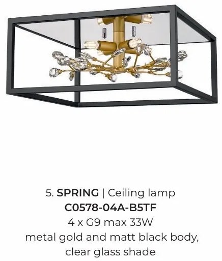 Plafoniera eleganta design modern Spring auriu, negru