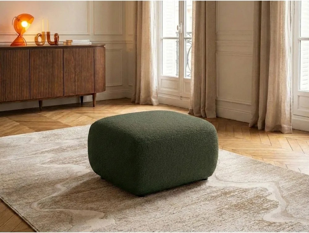 Taburet verde cu tapițerie din țesătură bouclé Montaigne – Bobochic Paris