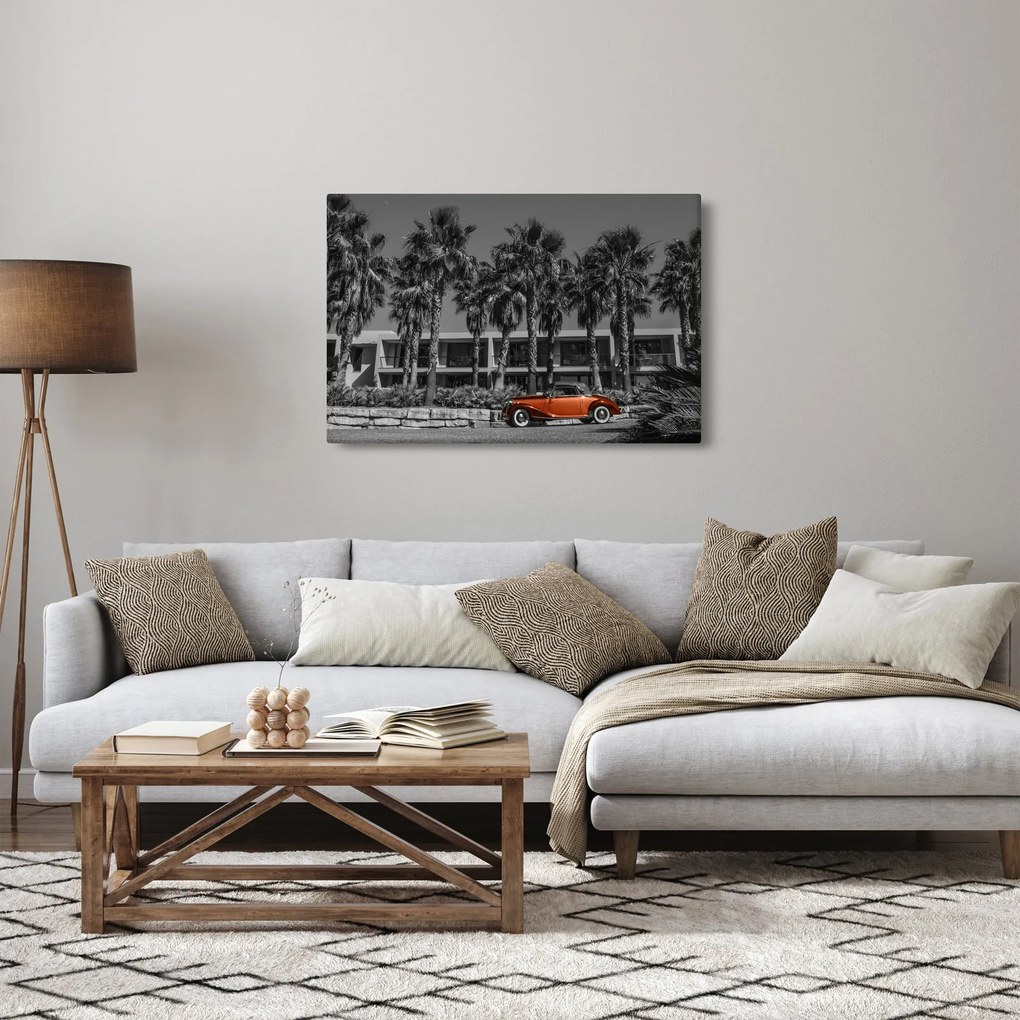 Tablou - Mașină roșie, retro (90x60 cm)