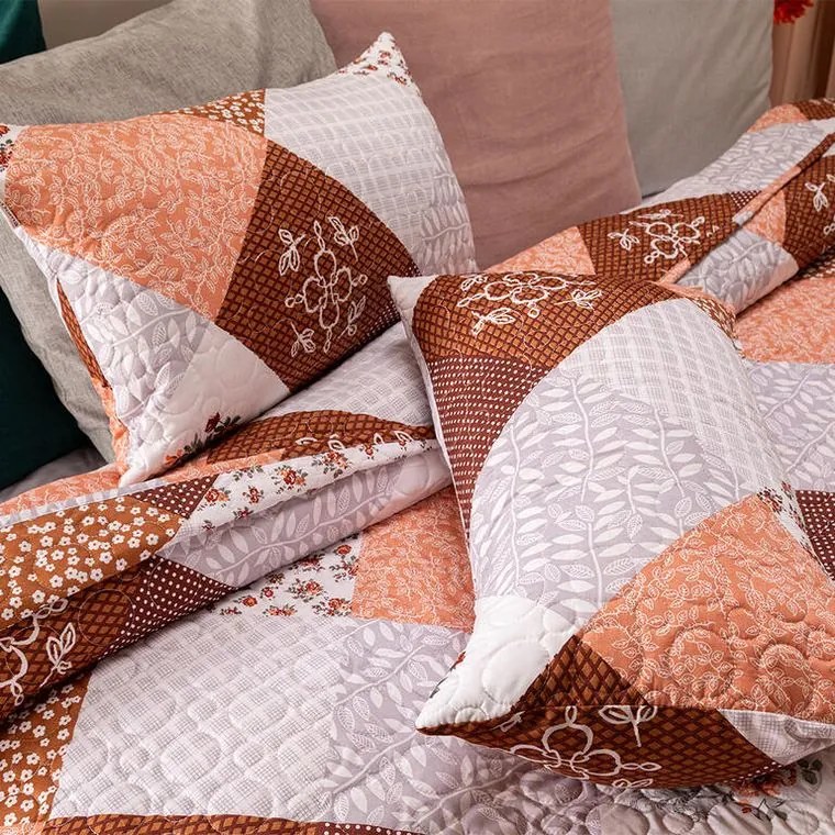 decoDoma Cuvertură de pat VINTAGE ROSE maro pat simplu