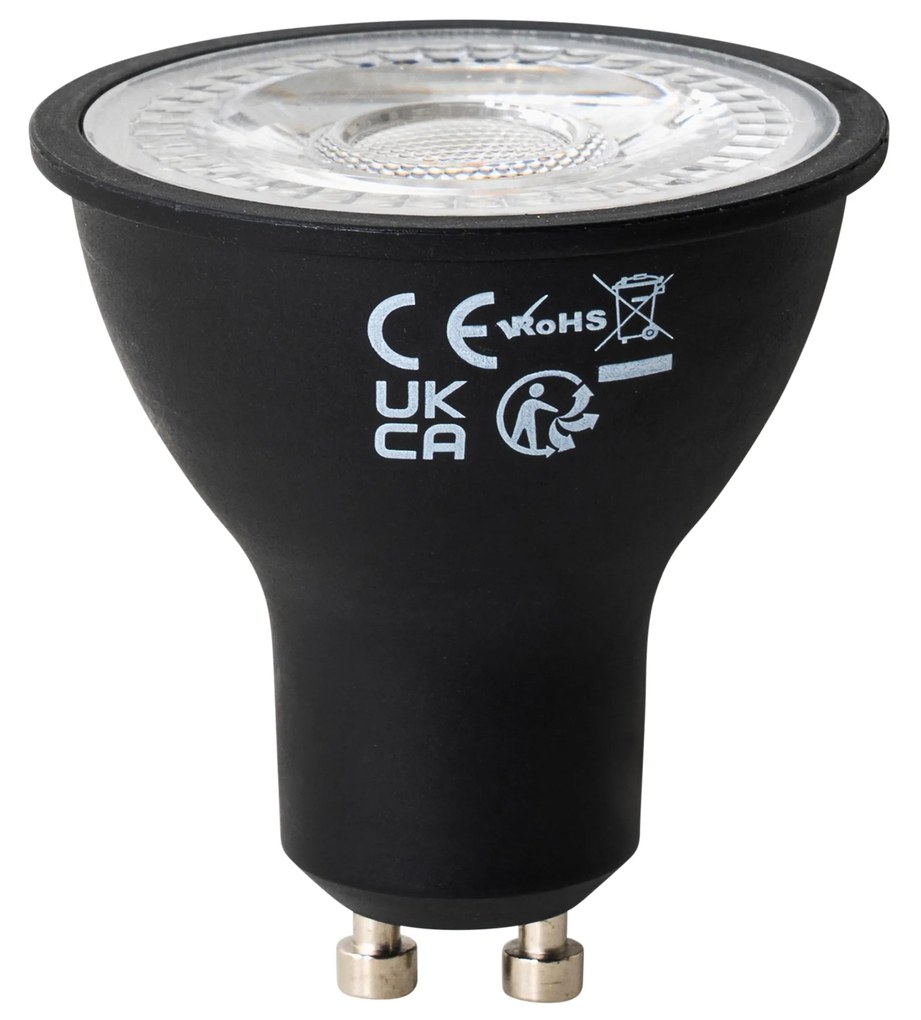 Set de 5 becuri LED GU10 negre, reglabile, 7W, 430 lm, 2700K