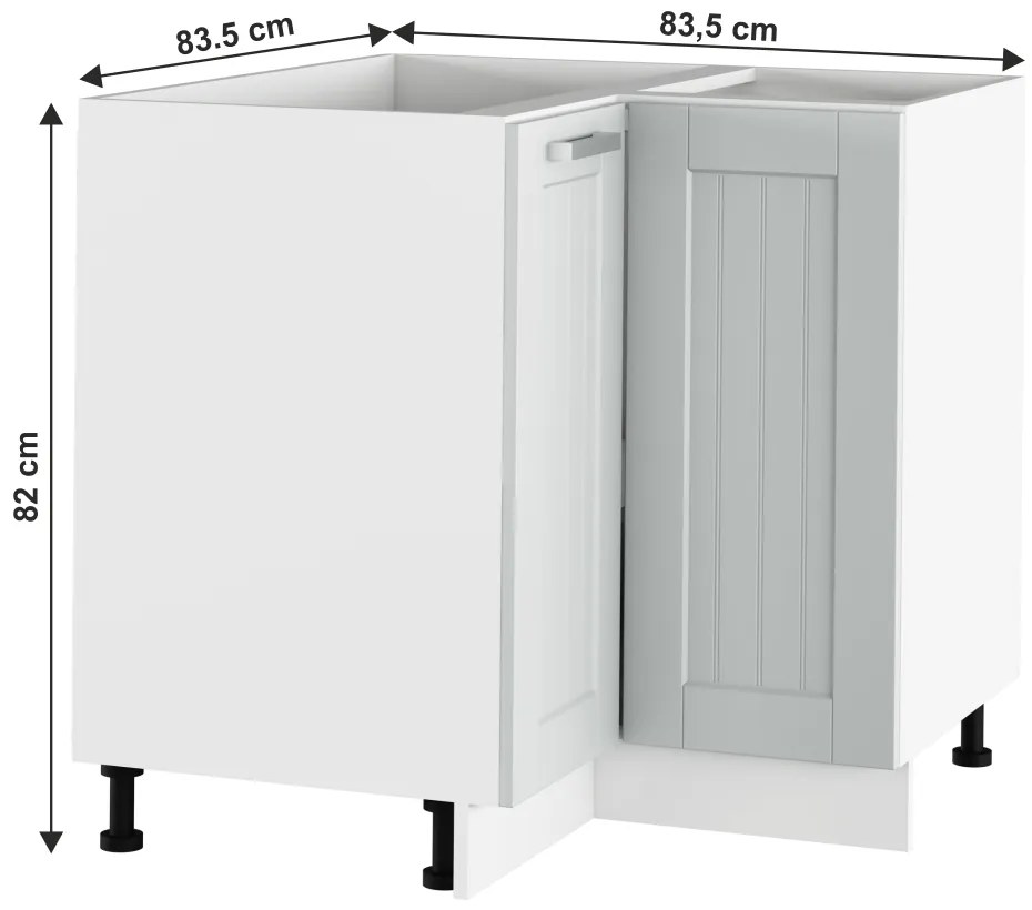 Dulap inferior de bucătărie, de colț Janne Typ 62 (gri deschis + alb). 1021233