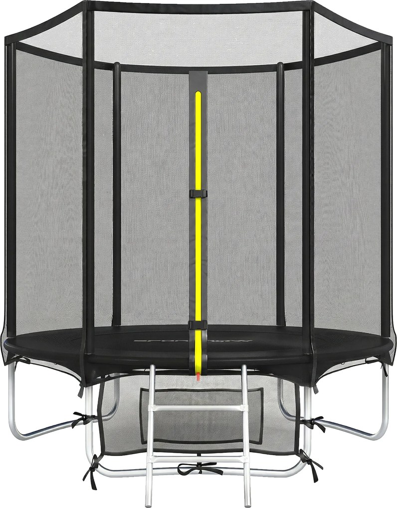 SPORTNOW Trambulină Exterior Ø183 cm Trambulină pentru Copii +6 Ani Adulți cu Plasă de Siguranță Scară cu 2 Trepte Negru | Aosom Romania