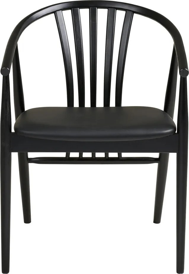 Scaun de dining Agustin, lemn de fag cu scaun PU, negru