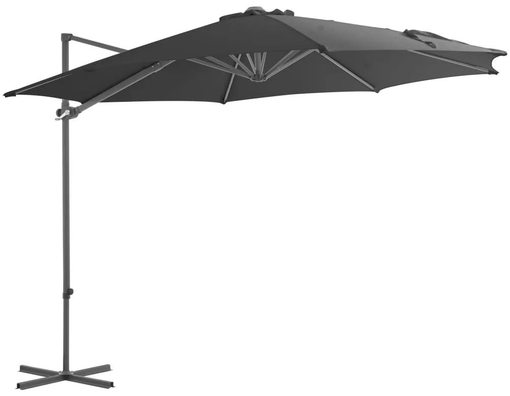 Umbrela suspendata cu stalp din otel, antracit, 300 cm