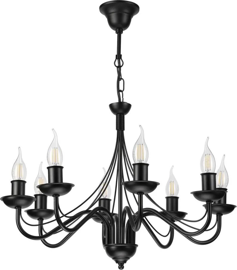Candelabru cu lanț ANTON 8xE14/60W/230V negru
