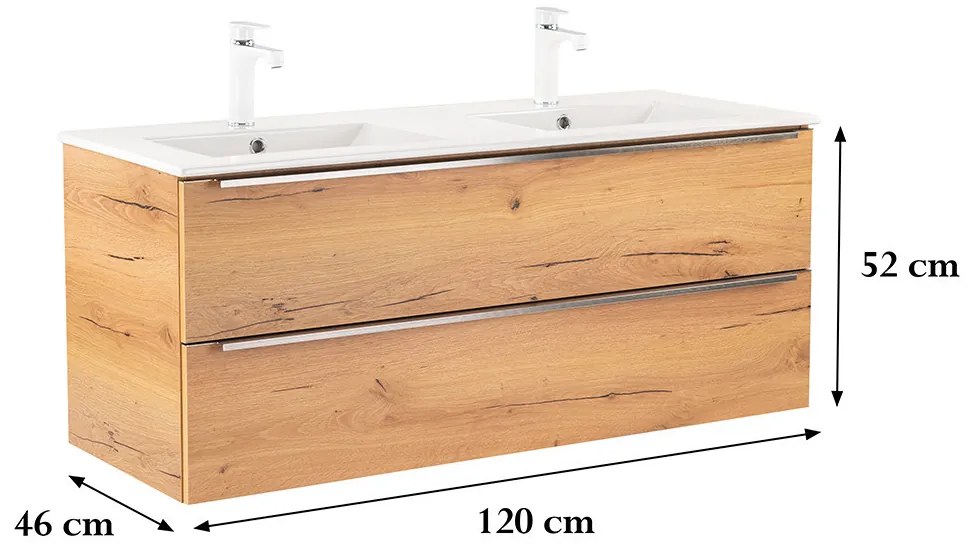 Dulap de bază Vario Trim 120 cu chiuvetă stejar- stejar