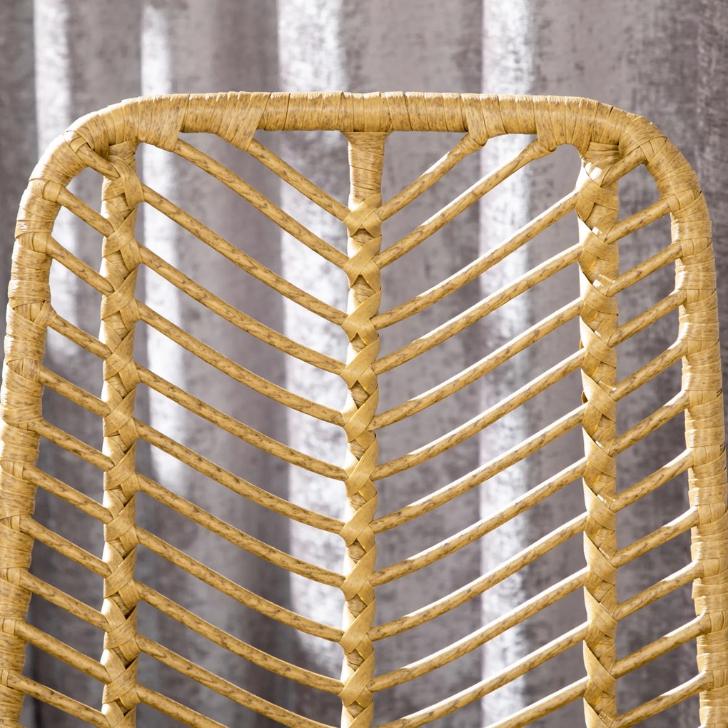 HOMCOM Set de 4 taburete de bar, scaune de bar, spătar împletit și suport pentru picioare, cadru din oțel, 42,5x52x102cm, galben | Aosom Romania