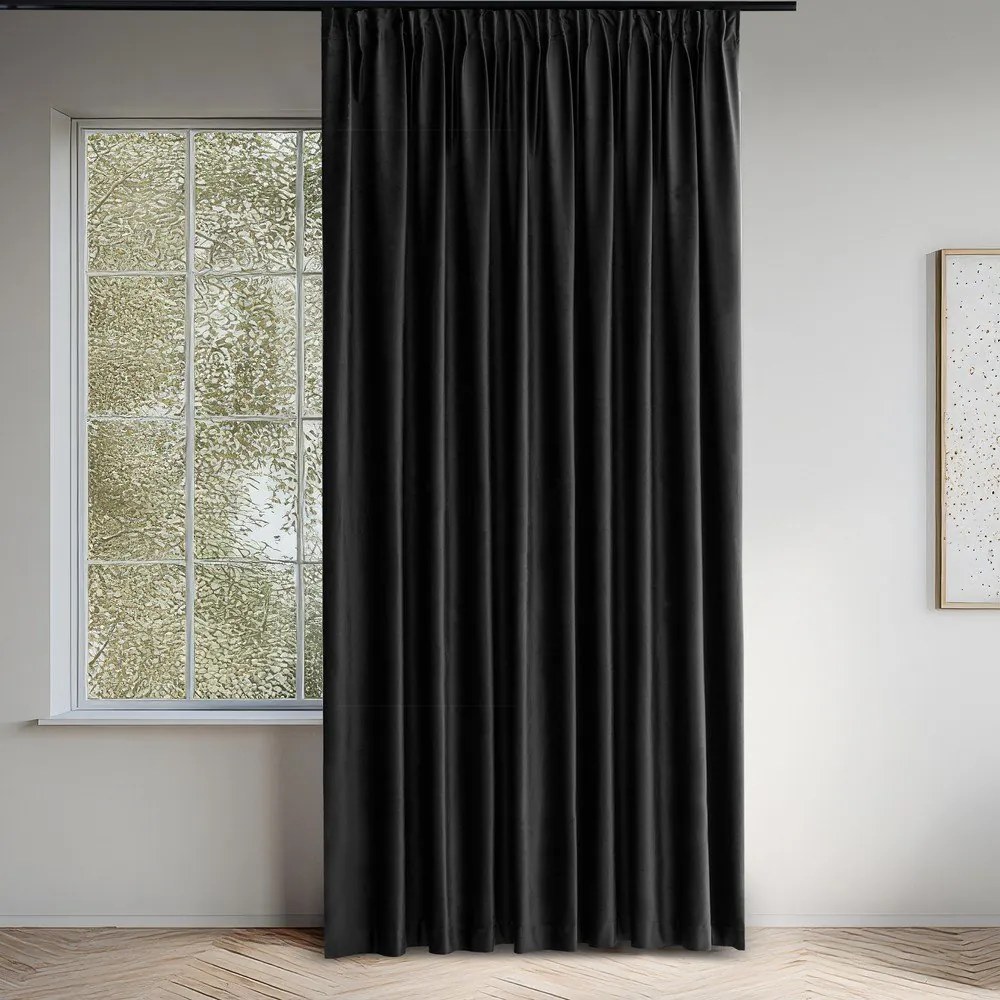 Draperie neagră dimout (semi-opacă) din catifea 530x175 cm Velto – Filumi