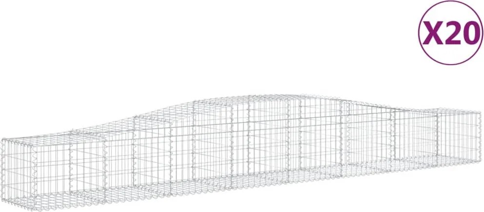 vidaXL Coșuri gabion arcuite 20 buc, 400x50x40/60 cm, fier galvanizat