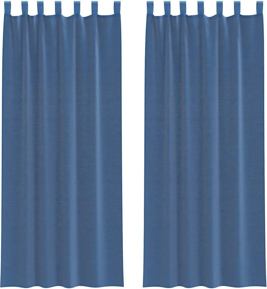vidaXL Perdele Voile cu Bucle 2 buc Albastru Regal 140x260 cm