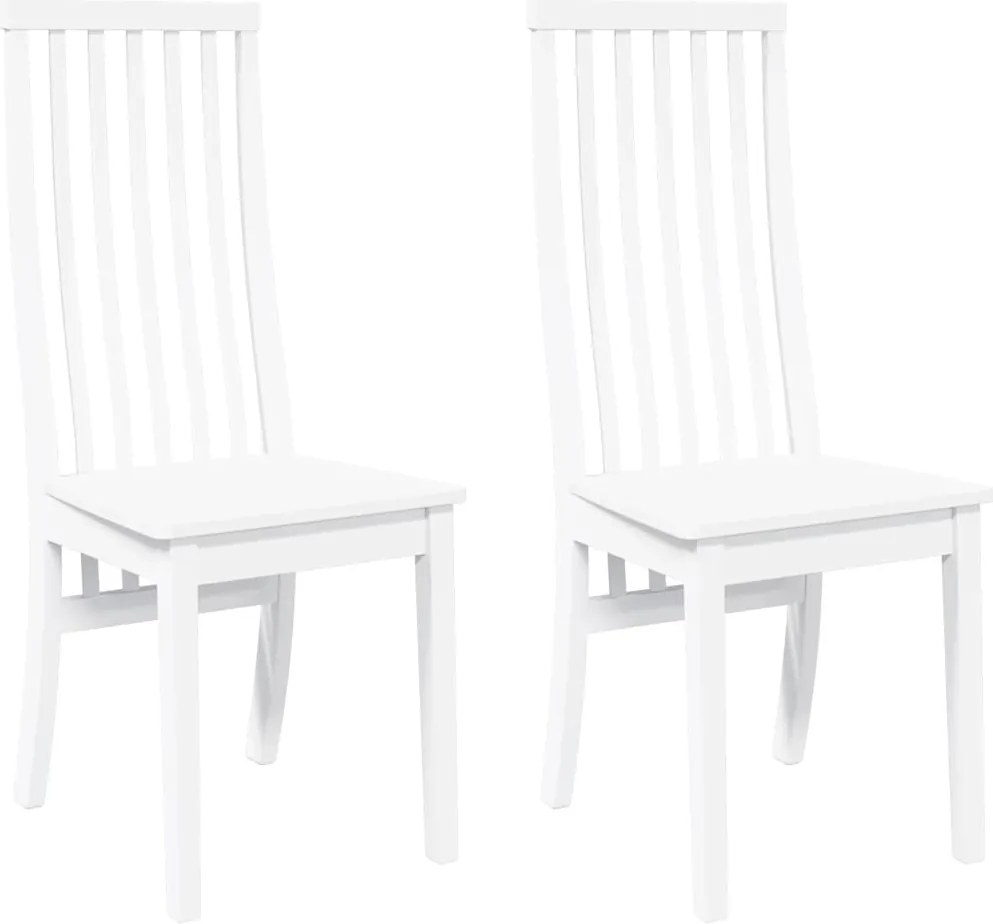 vidaXL Scaune de sufragerie 2 buc Cauciuc din lemn masiv alb