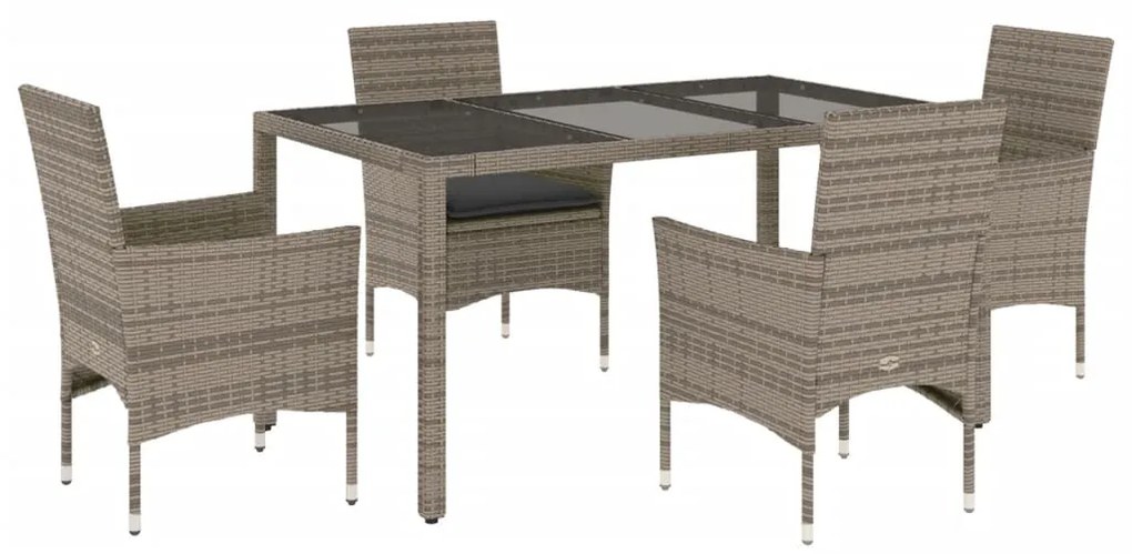 3278557 vidaXL Set mobilier de grădină cu perne 5 piese gri poliratan & sticlă