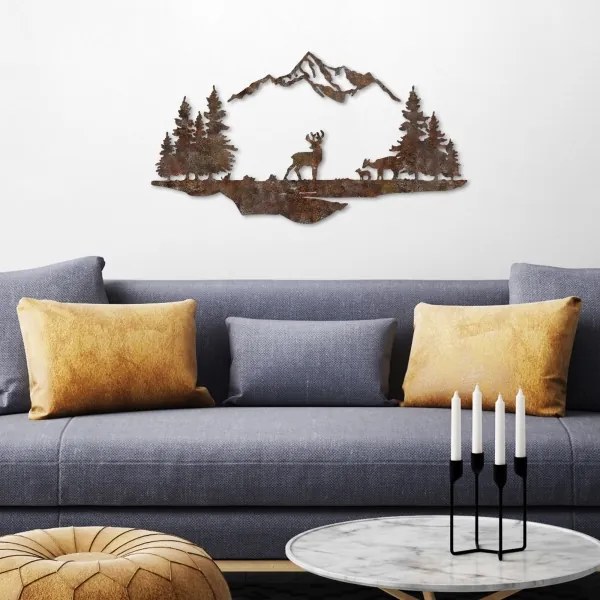 Decorațiune de perete 2 buc. 70x38 metal/maro cerb