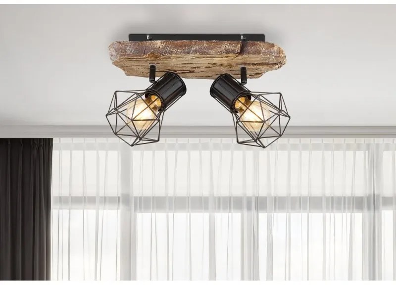 Aplica de perete / tavan cu 2 spoturi design industrial PRISKA negru