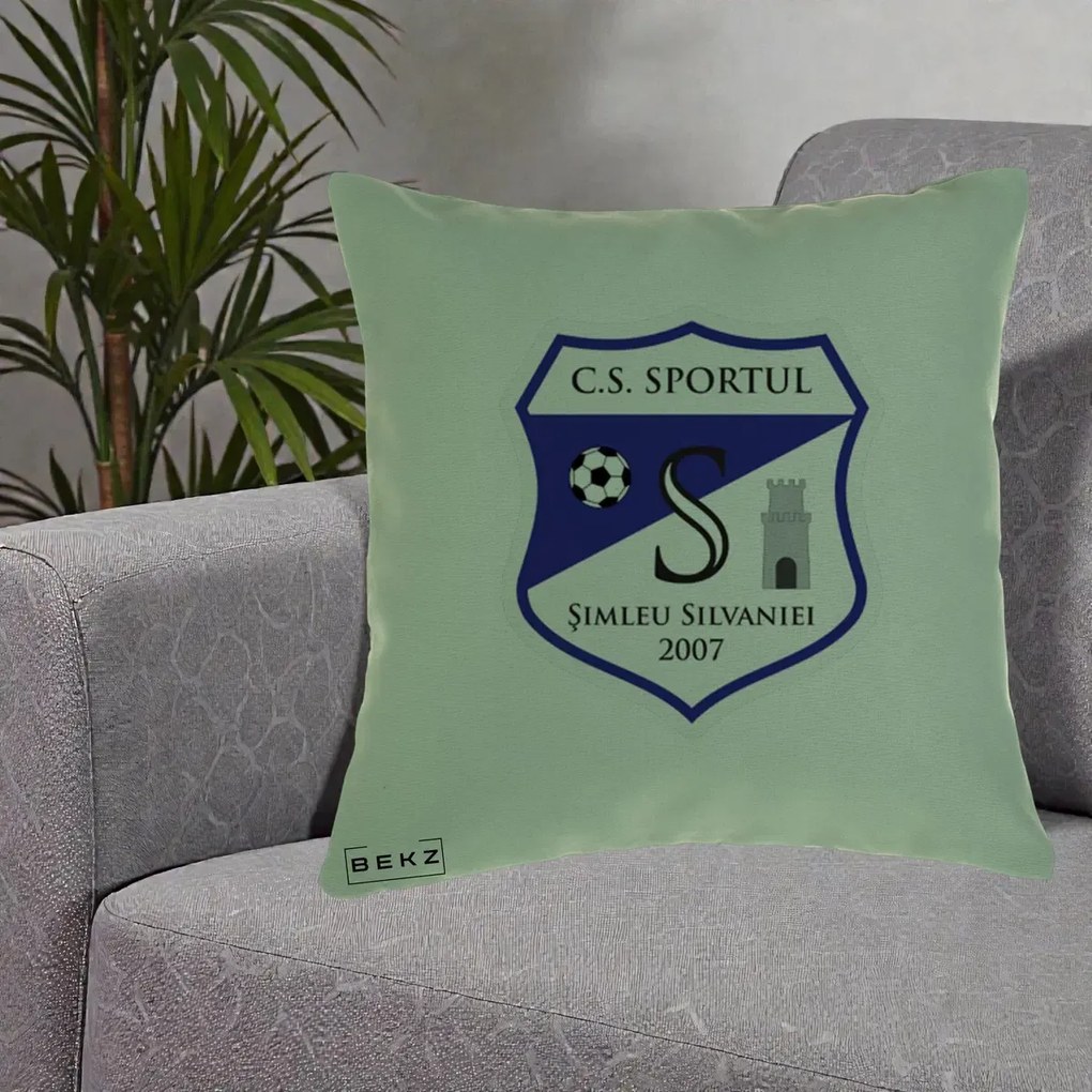 Perna Personalizata CS Sportul Simleu Silvaniei 2007, 40x40 cm, Verde, Husa Detasabila, Perna Inclusa, BEKZ®