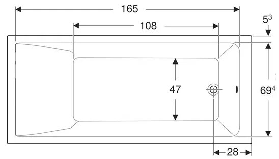 Cada baie dreptunghiulara Geberit Selnova Square 180x80 cm