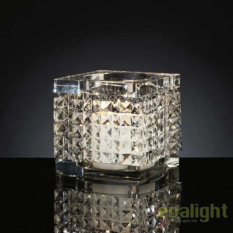 Suport pentru lumanare design LUX, realizat manual din sticla, NEFERTARI SQUARE 20x20cm