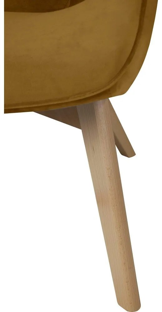 Fotoliu cu taburet galben muștar cu tapițerie din catifea Niko – Ropez