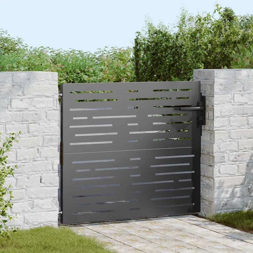 vidaXL Poartă de grădină Negru 105 x 100 cm Oțel vopsit în pulbere