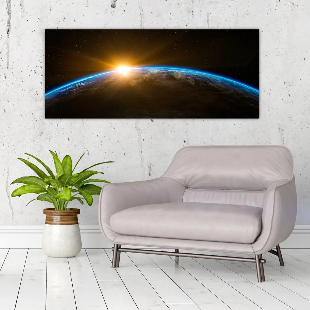 Tablou - Planeta Pământ și univers (120x50 cm)
