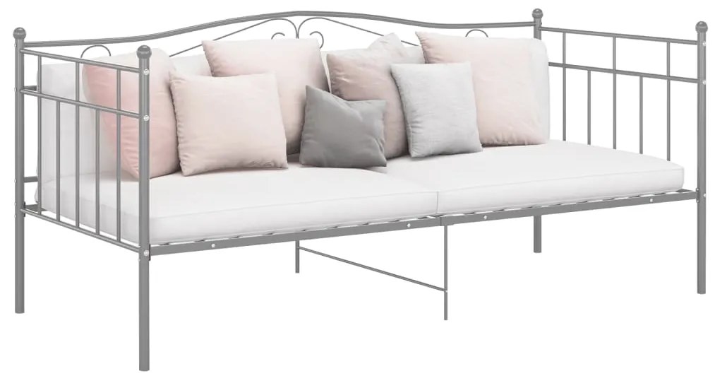 vidaXL Cadru pat canapea, gri, 90x200 cm, metal