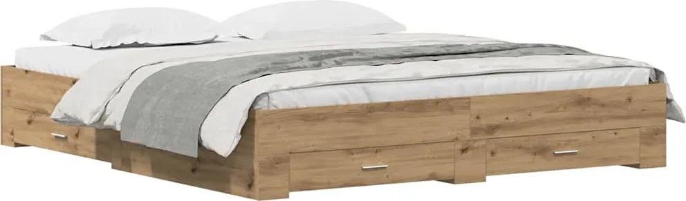 vidaXL Cadru de pat Stejar Artizanal 180 x 200 cm Lemn compozit