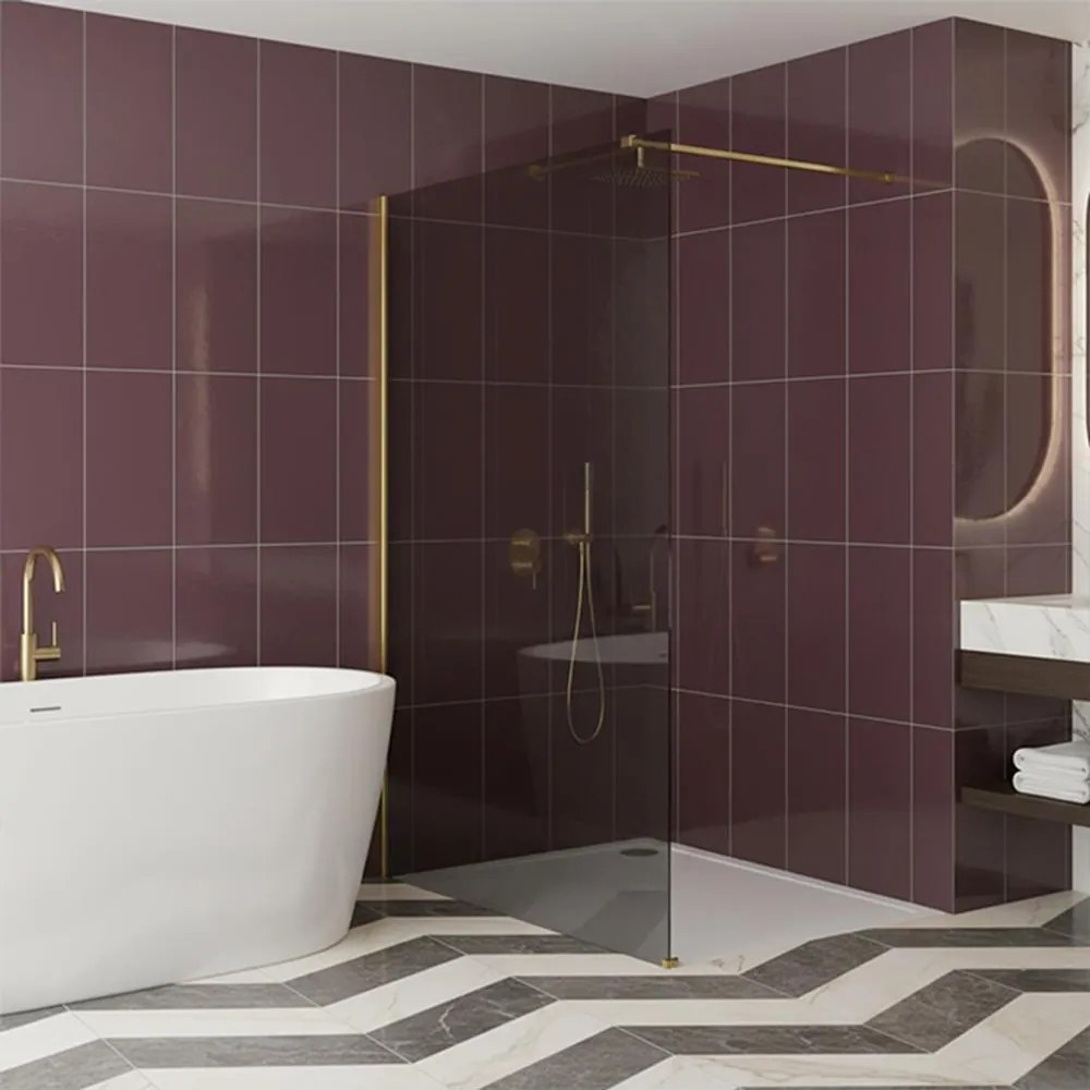 Paravan de dus fumuriu Rea Flexi Grey 130 cm auriu