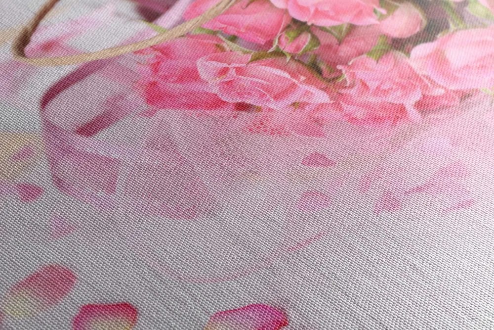 Tablou buchet romantic de trandafiri roz