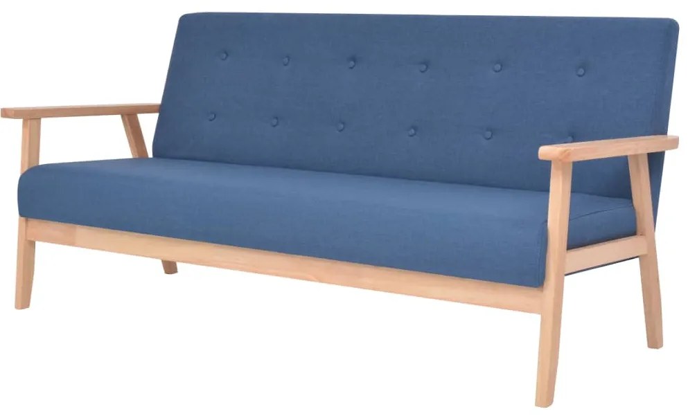 vidaXL Canapea cu 3 locuri, albastru, material textil