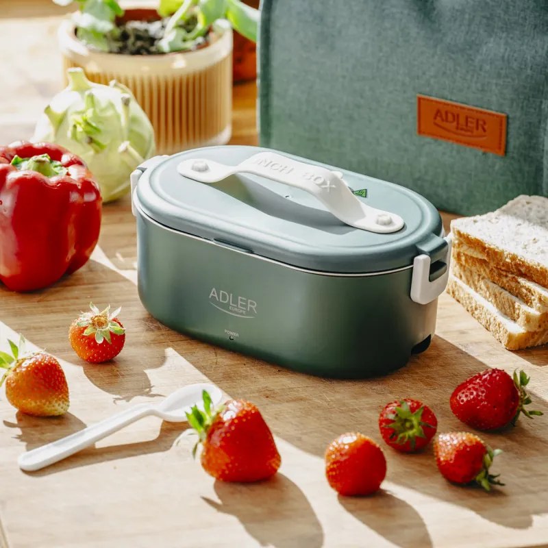 Cutie alimentara electrica Adler AD 4522, 45W, 0.8 L, Pana la 70°C, Recipient din otel inoxidabil, Geanta termica, Verde