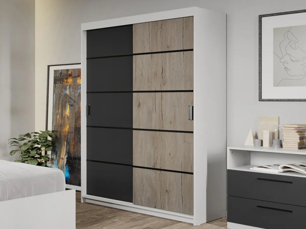 Set mobila dormitor 4 piese Zeno Antracit/San Remo C35