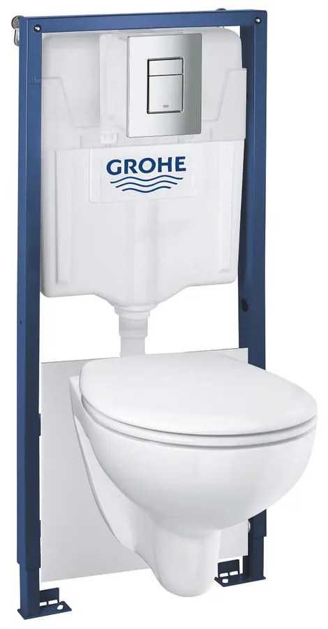 Set rezervor WC Grohe Solido 5 in 1 si clapeta crom Skate Cosmopolitan plus vas WC Bau Ceramic cu capac softclose