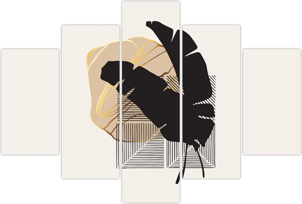 Tablou - Abstracție cu frunze tropicale N⁰4 (150x105 cm)