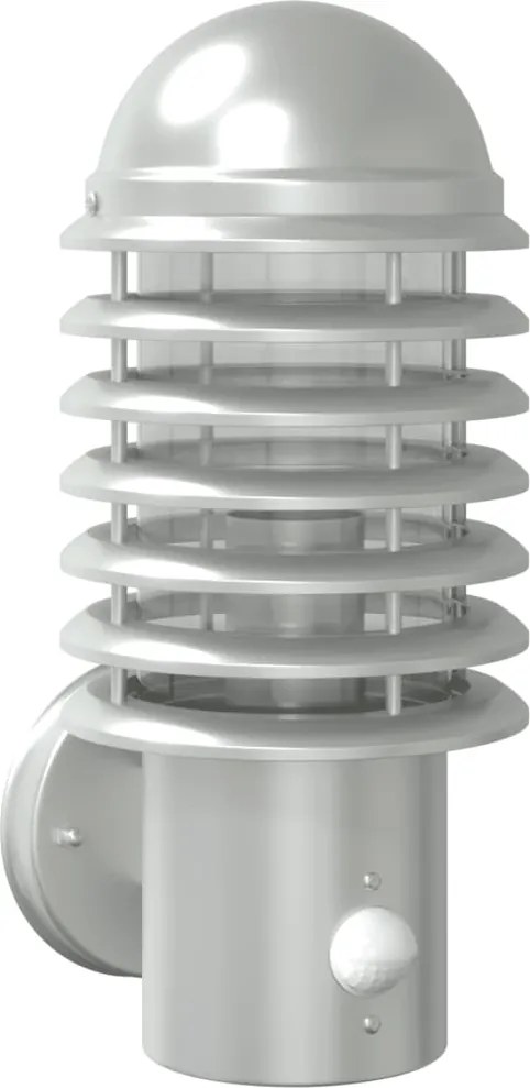 vidaXL Lampă de perete exterior cu senzor, argintiu, oțel inoxidabil