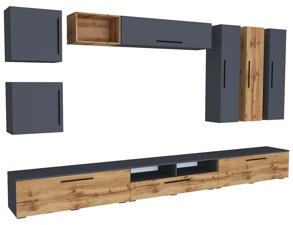 Living haaus Haga V1, Antracit/Stejar Wotan, L 360 cm