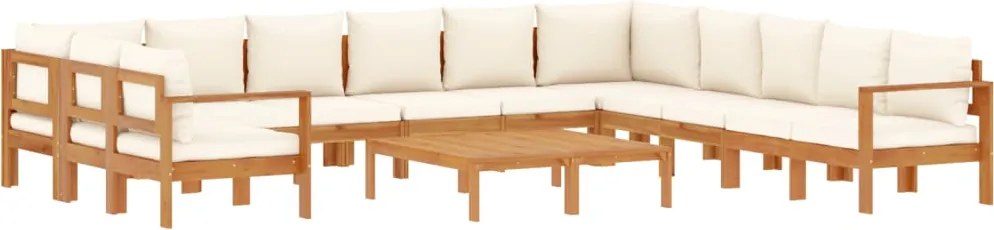 vidaXL Set de canapele de grădină cu perne, 9 piese, lemn masiv acacia