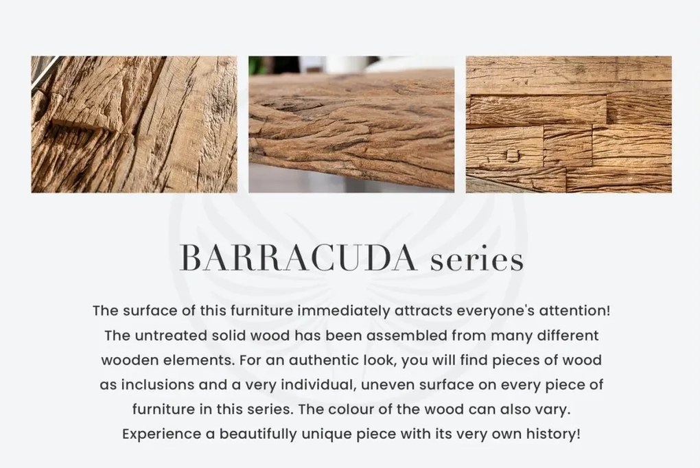 Consola, Lemn de Tec, Sticla, Otel Crom, MODERN BAROCK BARRACUDA 140cm