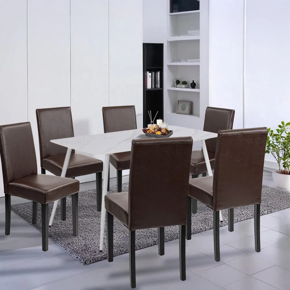 Set de masă Megan 6+1 alb-maro