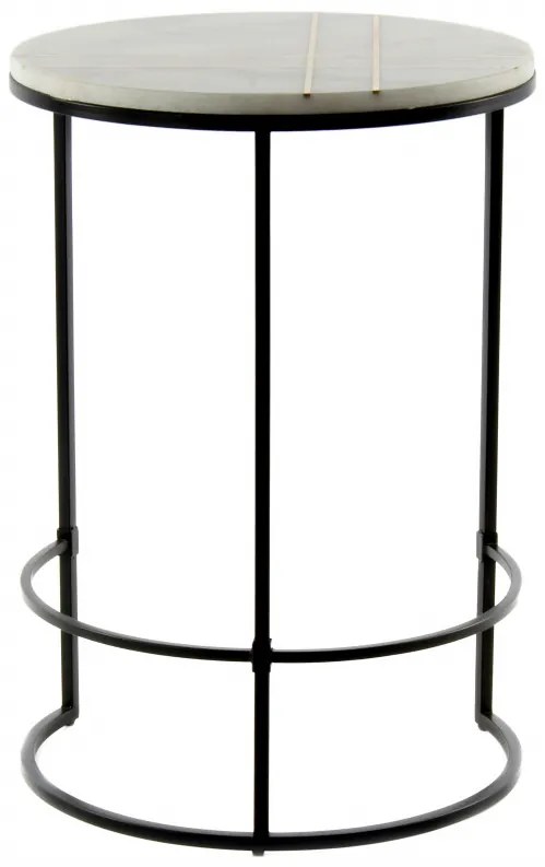 Masuta de cafea rotunda din marmura Louis 44.5x44.5x64 cm alba