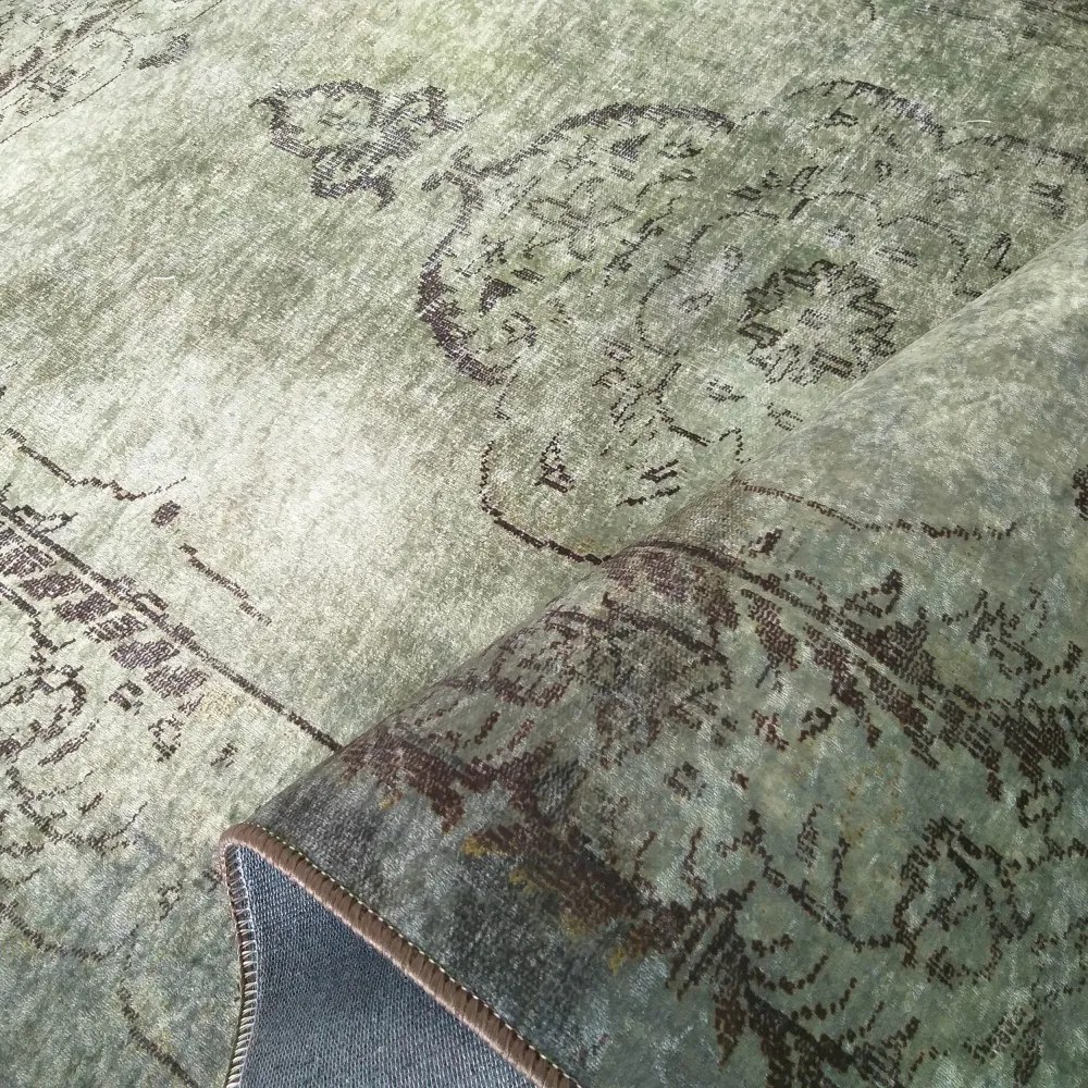 Covor verde olive cu model oriental Lăţime: 80 cm | Lungime: 150 cm