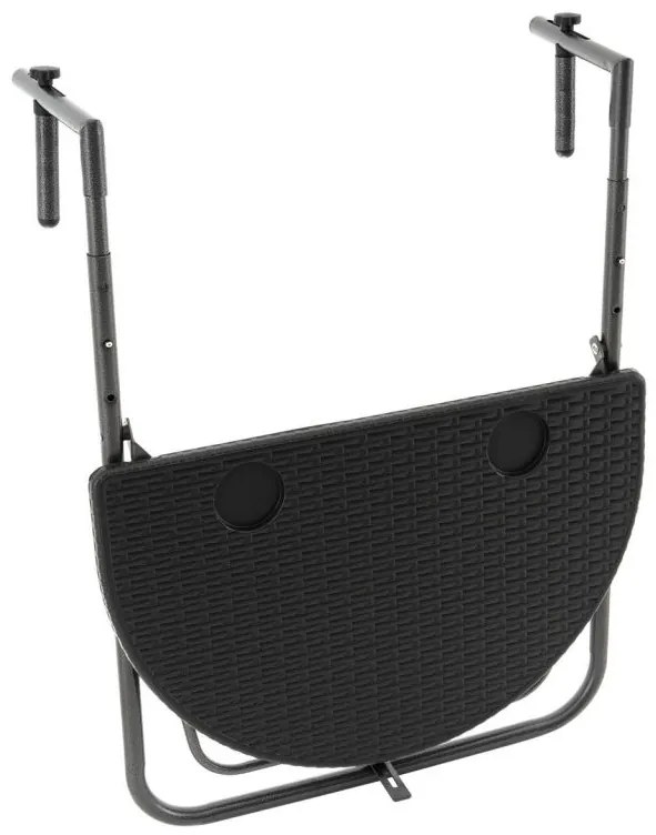 Masă suspendată pliabilă cu aspect de rattan - negru