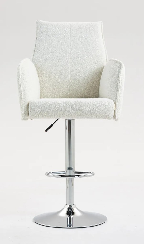 HR280W Scaun Crem Boucle cu Bază Cromata