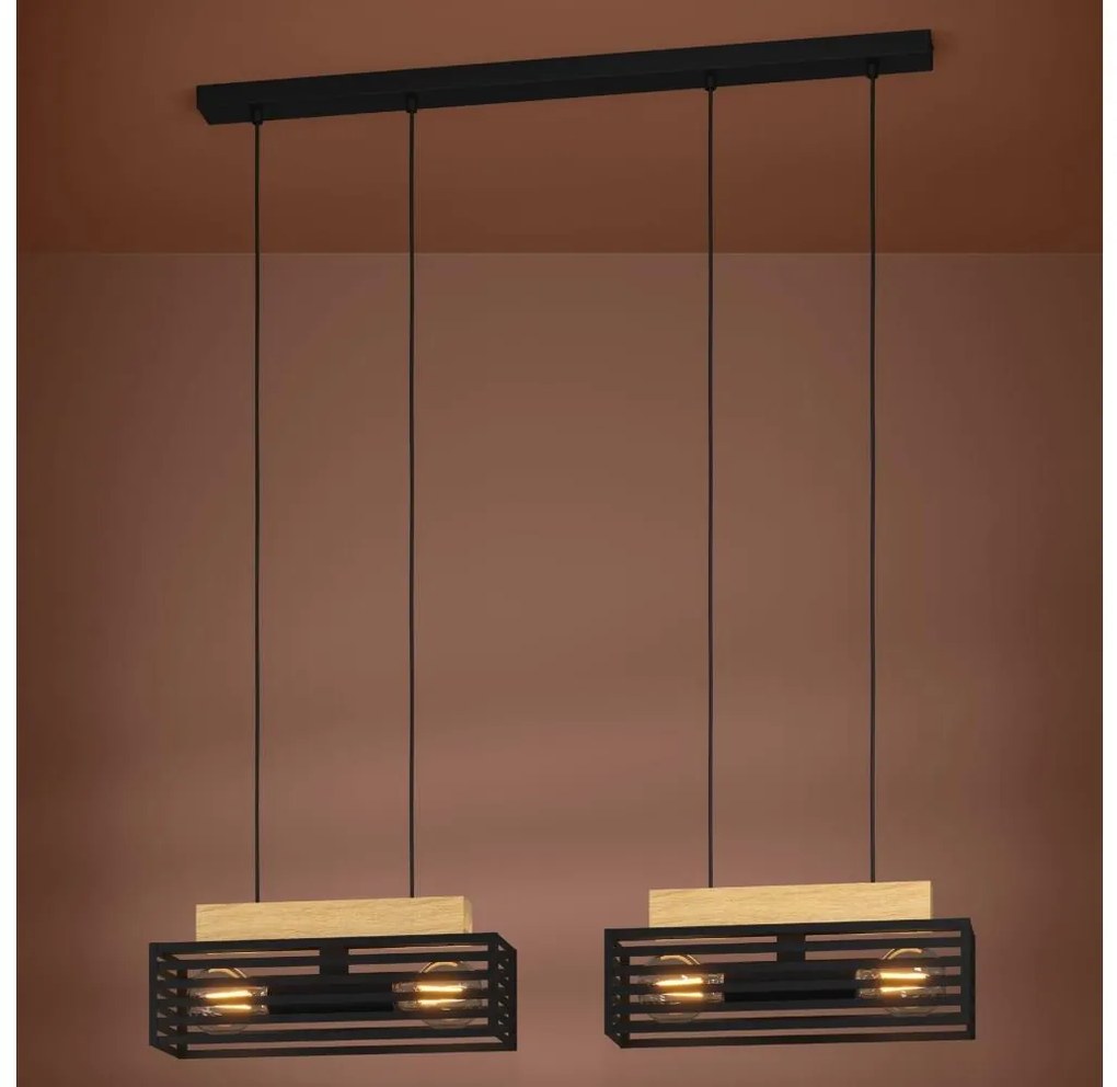 Lustră pe cablu Eglo 390164 CIDRAZ 4xE27/40W/230V negru/maro