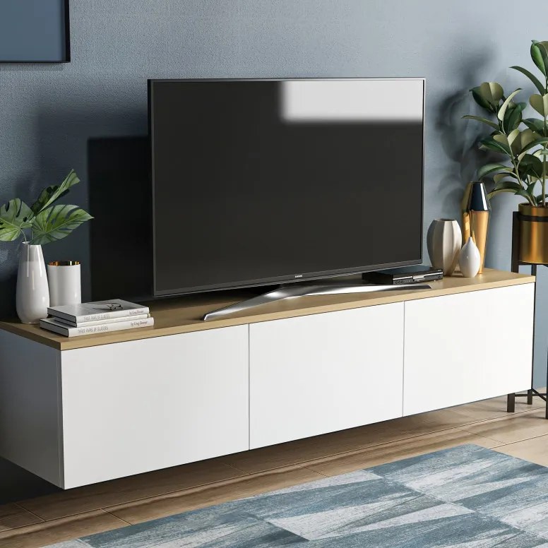 Comoda TV Neon Alb-Oak