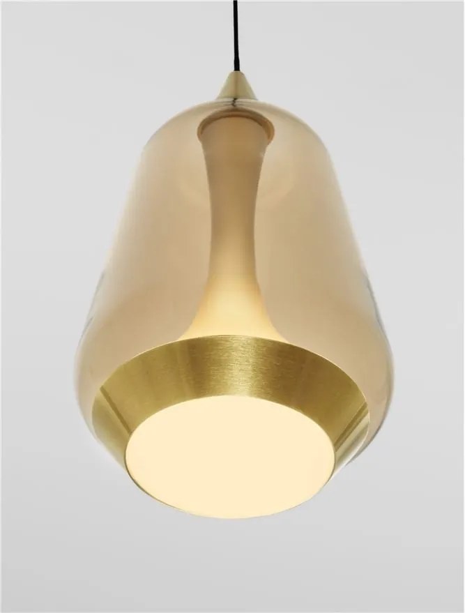 Pendul LED modern, Metal, Sticla, Champaign, ALISH