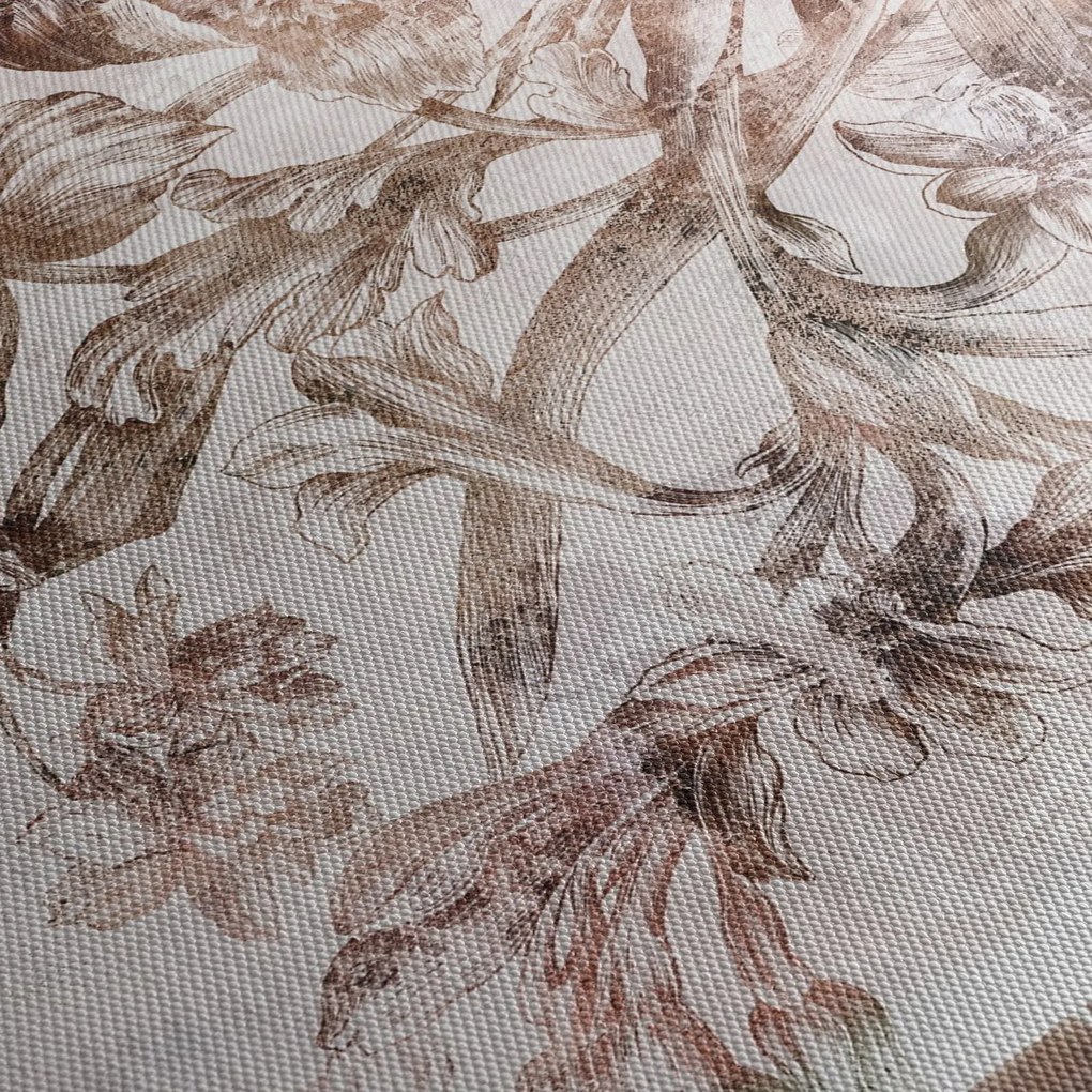 Tablou - Frescă florală pe un perete de cărămidă (90x60 cm)