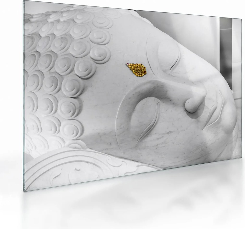Tablou pe sticlă - Buddha alb (70x50 cm)